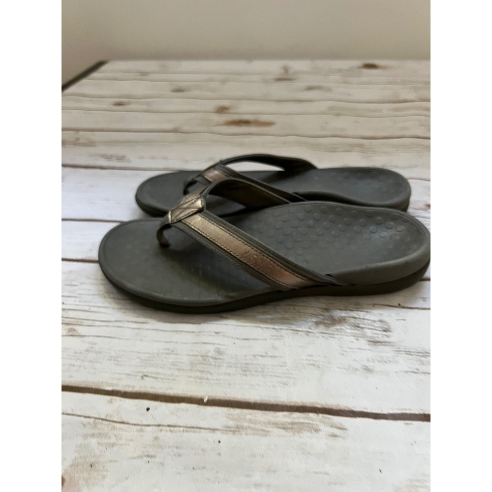 Vionic Tide Flip Flops Bronze Olive Orthotic Thong Sandals Size 7